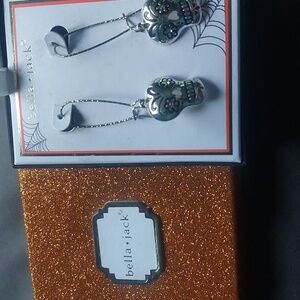 Bella Jack Silver Tone Skull Dangle Pierced Earrings